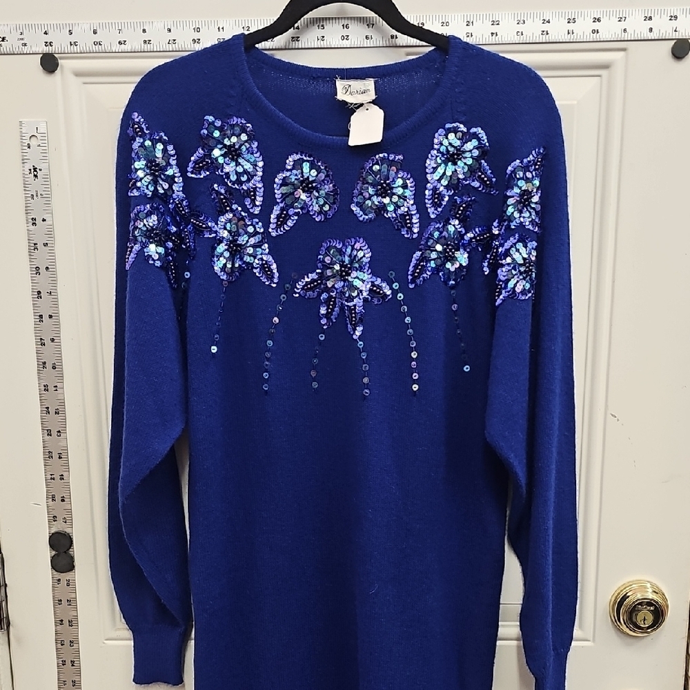 Sequin, Embellishments, Vintage, Sweater, Classic, Holiday, Casual, Retro, Soft
